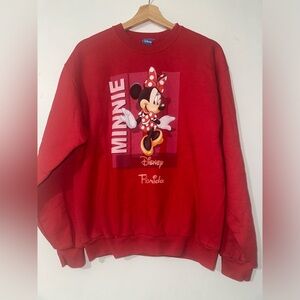 VTG Disney Minnie Mouse Sweatshirt Red Large Y2K Crewneck Long Sleeve Pullover
